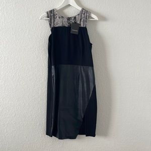 Trouve Black Dress with leather details